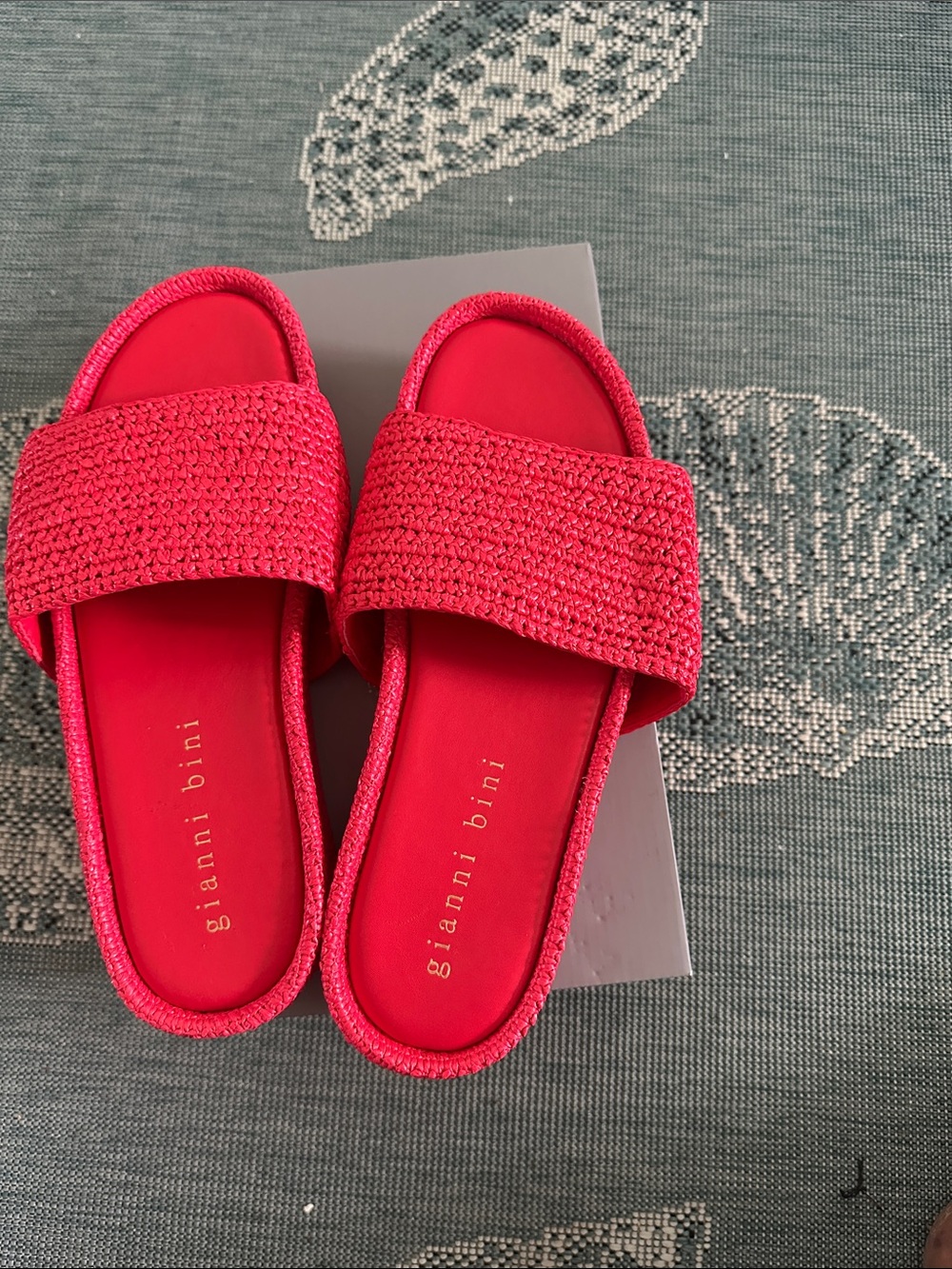 Gianni Bini Hot Pink Woven Slide Sandals